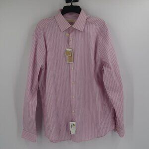 Michael Kors Pink Striped Dress Shirt Size 17 34/35 NWT